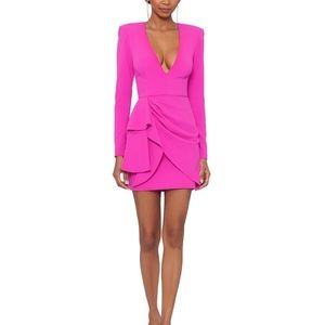Betsy & Adam hot pink women ruffled dress